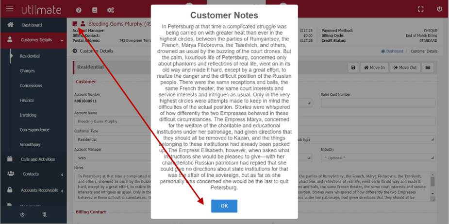 Customer notes