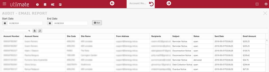 Audit email report