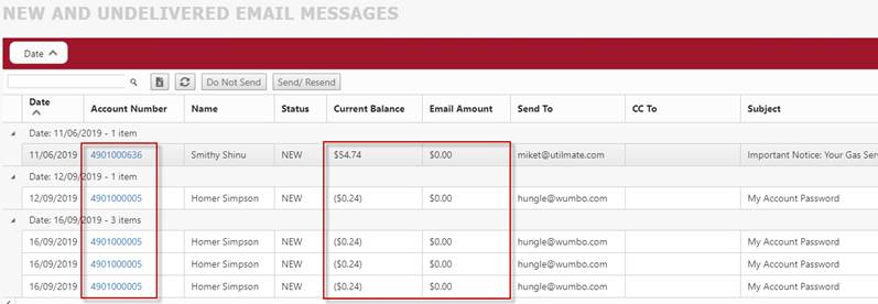 Email management screens Email management screens