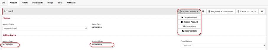 Editing account dates Editing account dates