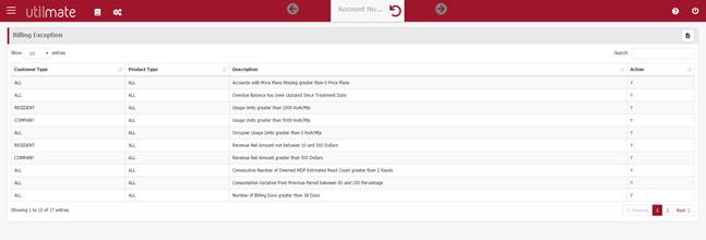 Maintenance - billing exceptions Maintenance - billing exceptions