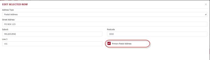 Primary address Primary address