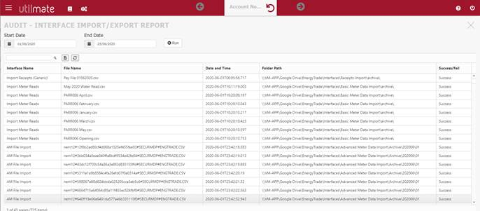 Audit - Interface import/export report Audit - Interface import/export report