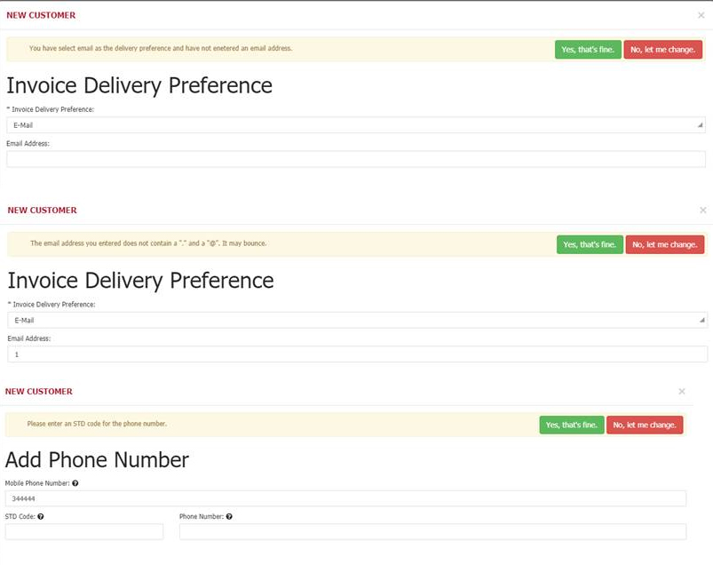 New customer wizard New customer wizard