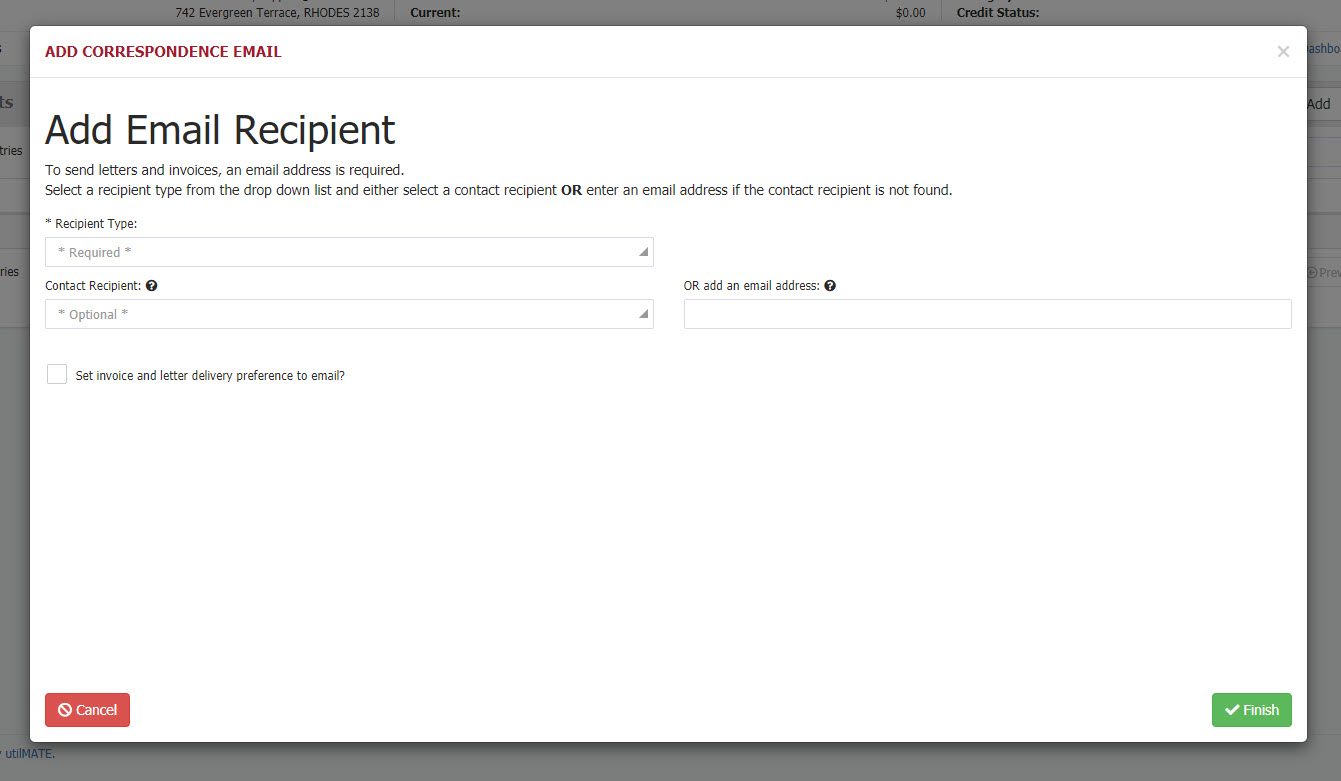 Add email correspondence address Add email correspondence address
