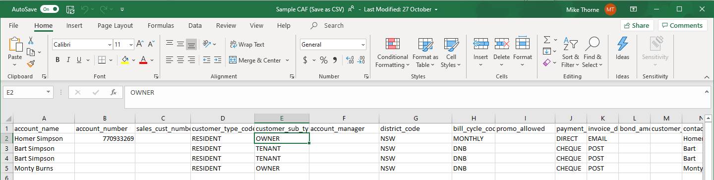 Customer import interface Customer import interface