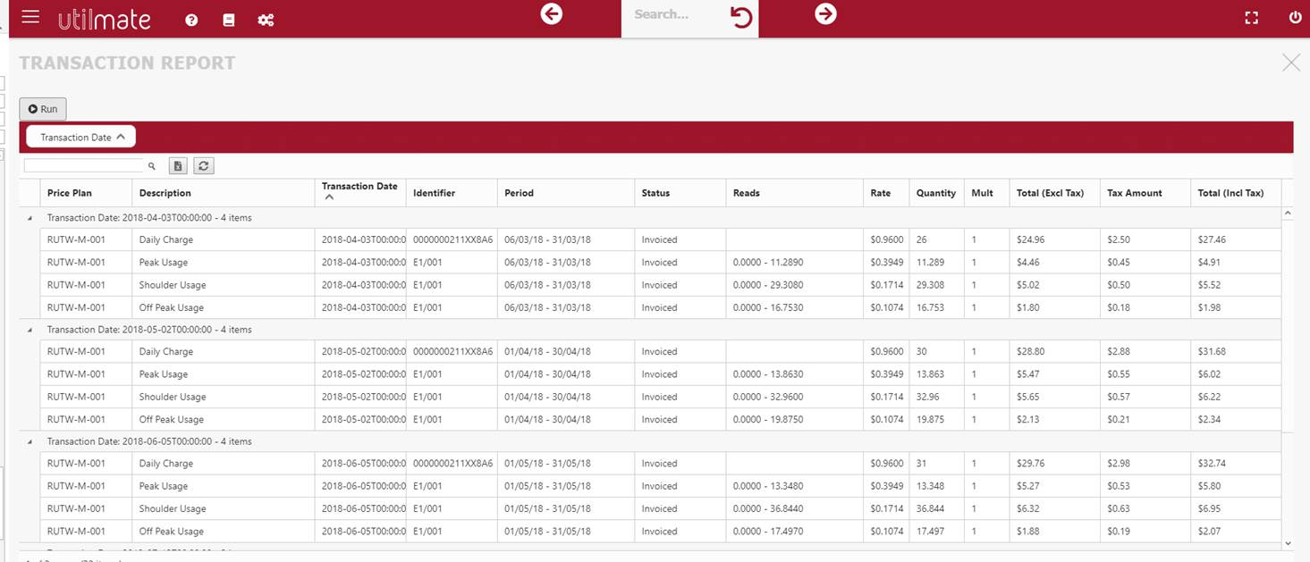 Transaction report Transaction report