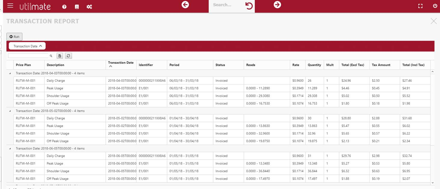 Transaction report