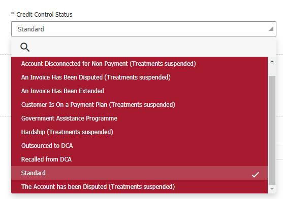 Credit control status dropdown description Credit control status dropdown description