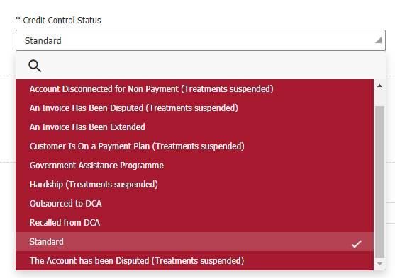 Credit control status dropdown description