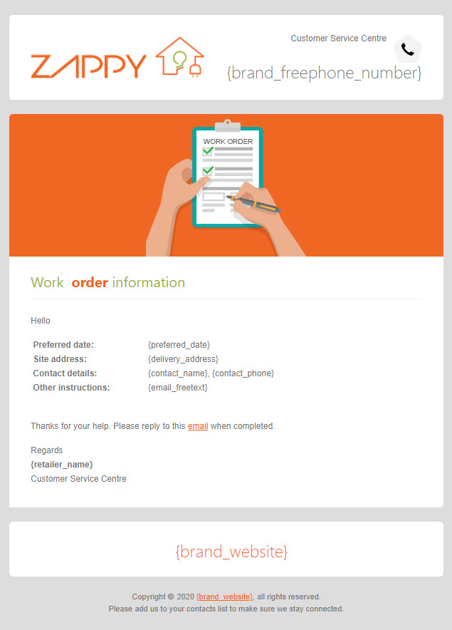 Work order template Work order template