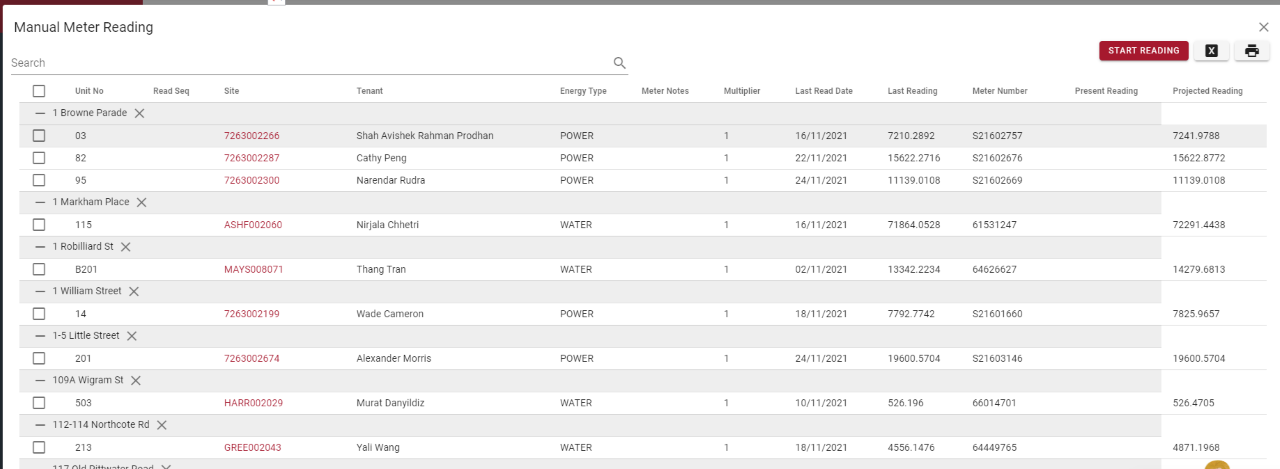 Import manual meter read screen Import manual meter read screen