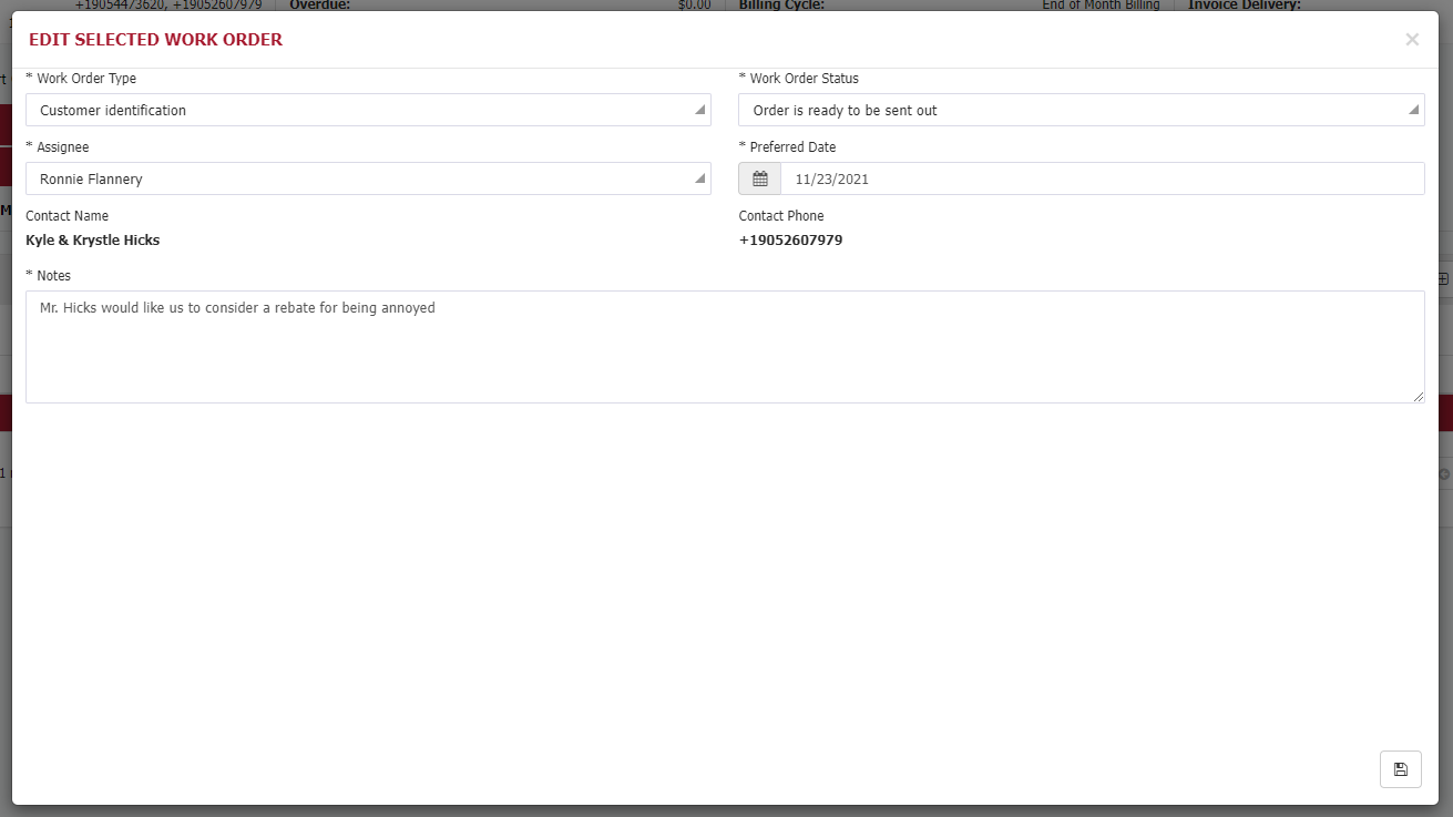 Work order screen improvement Work order screen improvement
