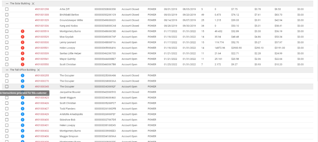 Unbilled Transactions Unbilled Transactions