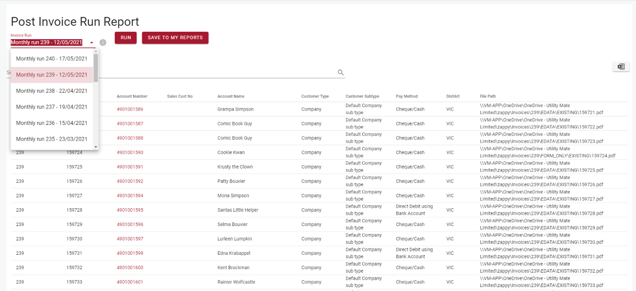 Add Post Invoice Run Report Add Post Invoice Run Report