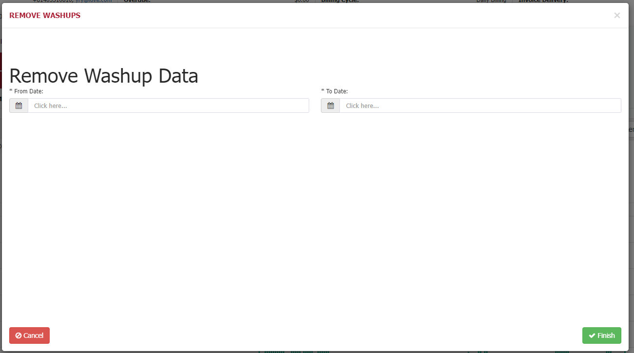 Wash up data Wash up data