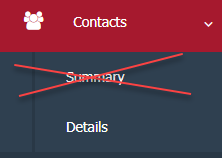 Contact summary screen Contact summary screen