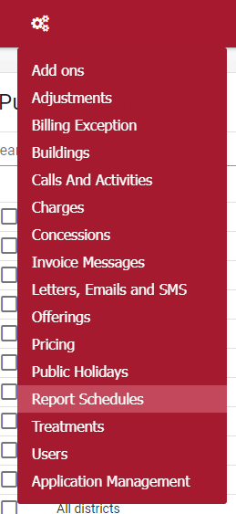 Reporting schedules Reporting schedules