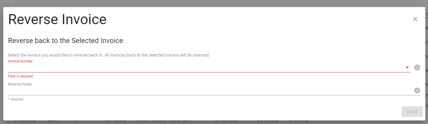Multi invoice reversals