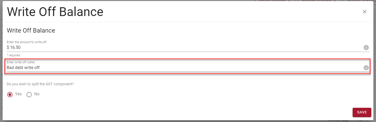 Write off notes Write off notes