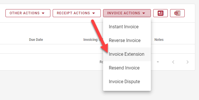 Invoice extension restriction