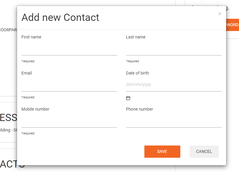Add contact in MyAccount