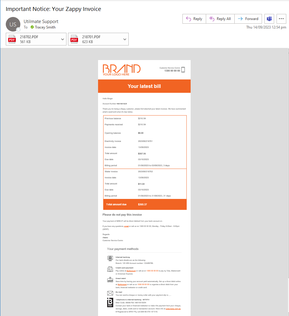 Invoices by product type Invoices by product type