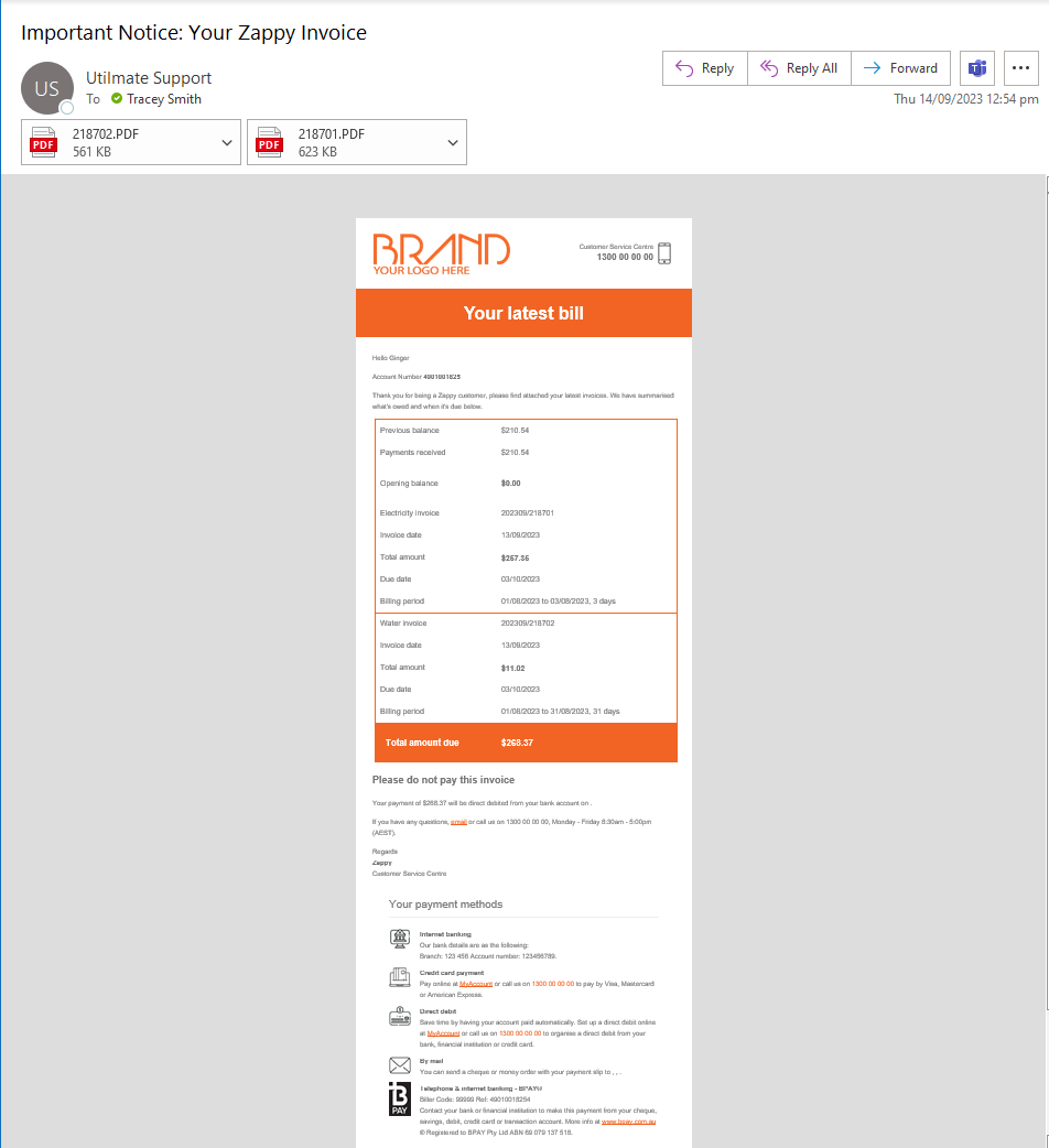 Invoices by product type 