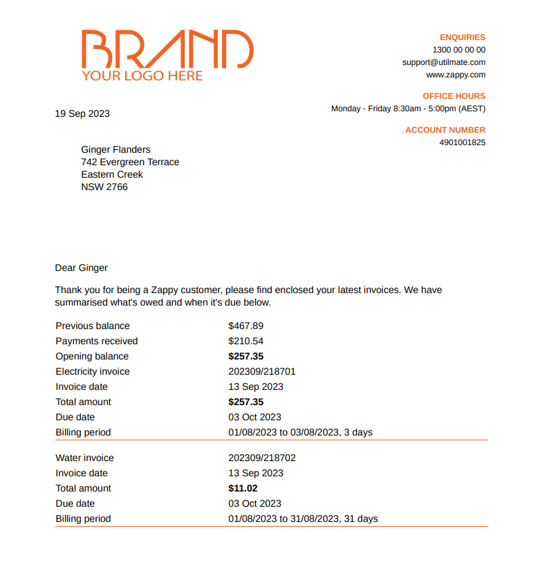 Invoices by product type 