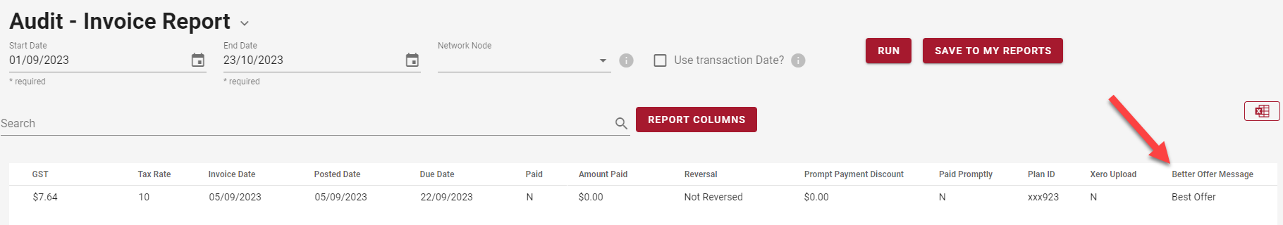 Audit – invoice report Audit – invoice report