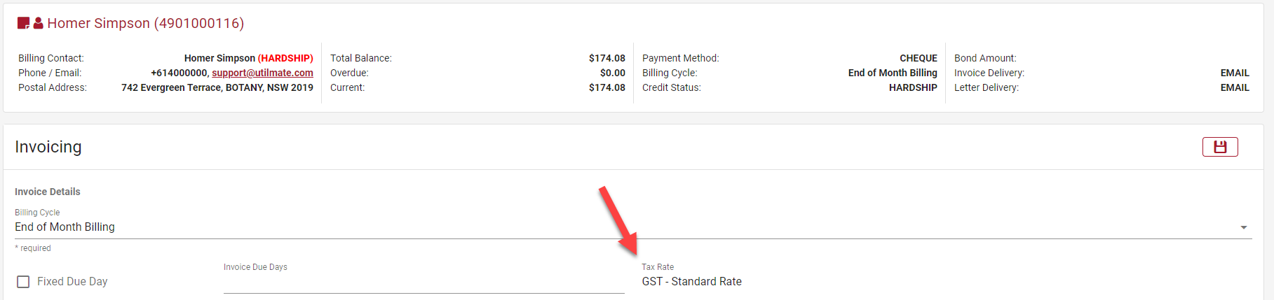 Customer Tax Rate