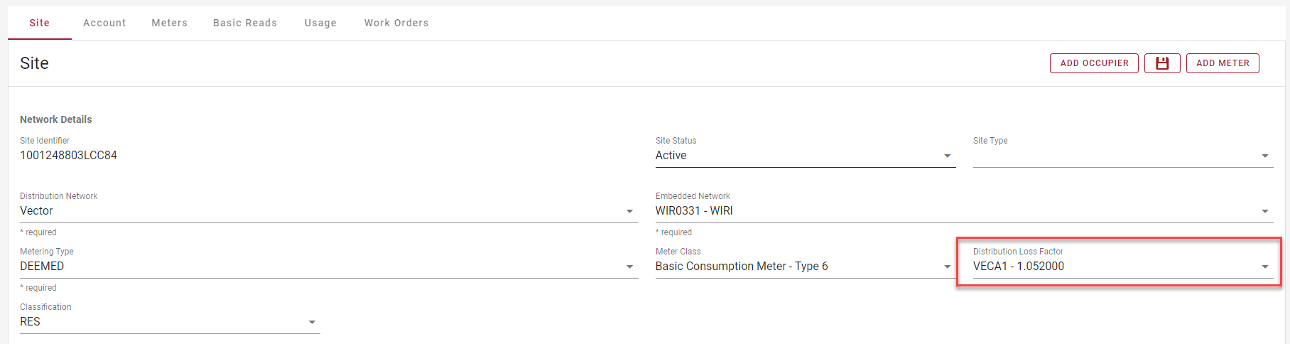 Distribution loss factor (NZ only) Distribution loss factor (NZ only)