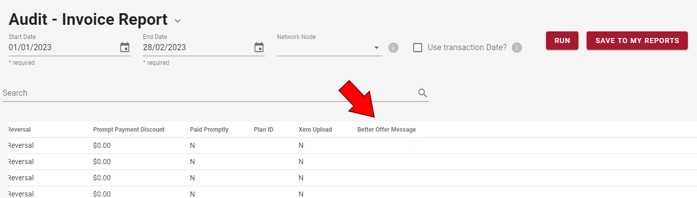 Best Offer message on invoice audit report Best Offer message on invoice audit report