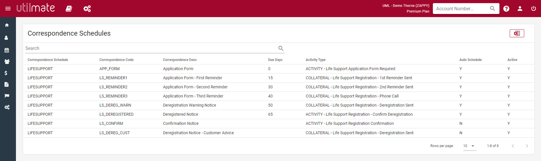 Correspondence Schedule Maintenance Correspondence Schedule Maintenance