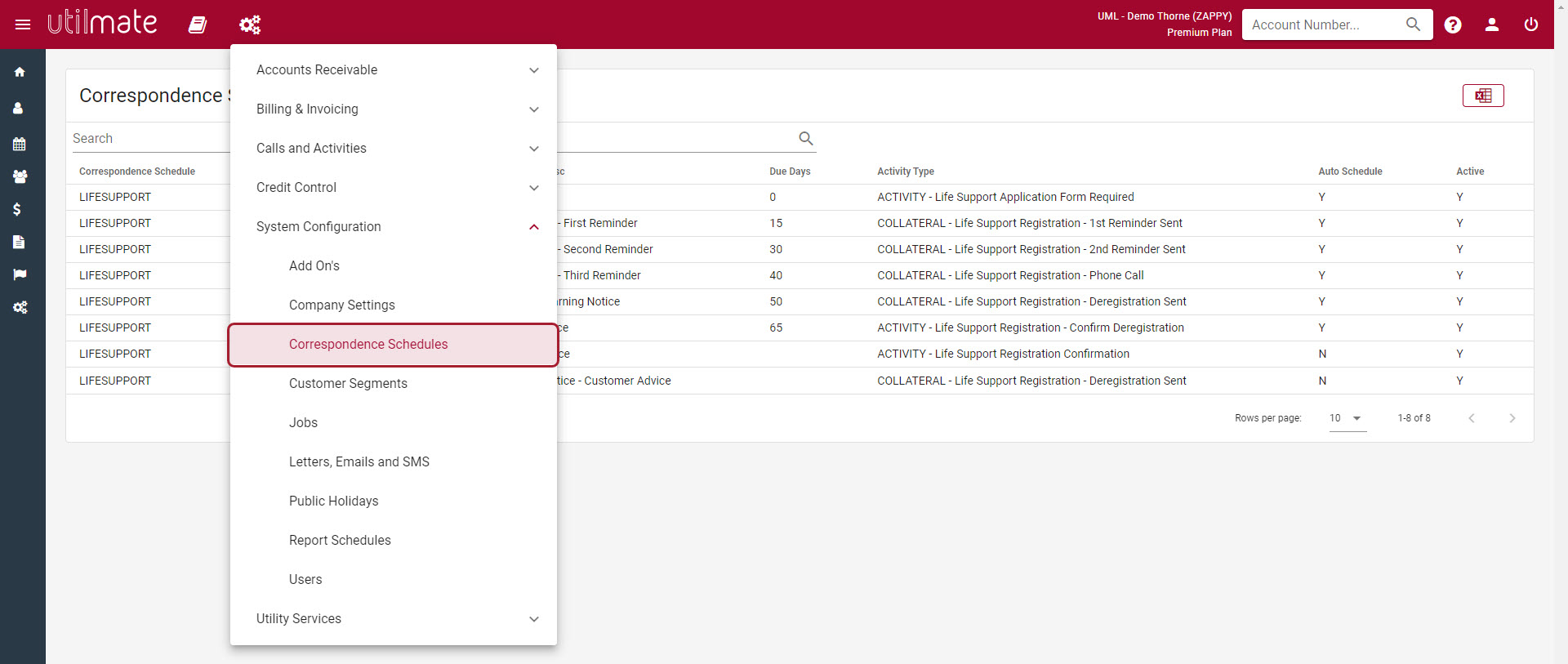 Correspondence Schedule Maintenance Correspondence Schedule Maintenance