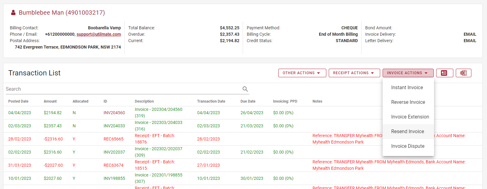 Resend invoice wizard Resend invoice wizard