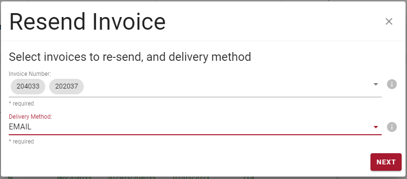 Resend invoice wizard Resend invoice wizard