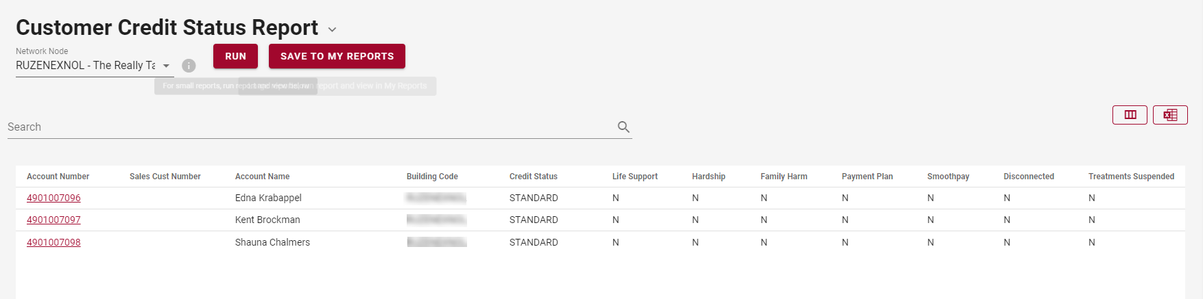 Customer Credit Status Report