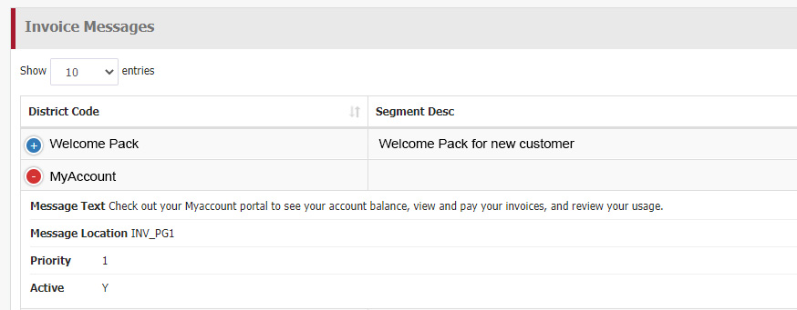 Invoice message Invoice message